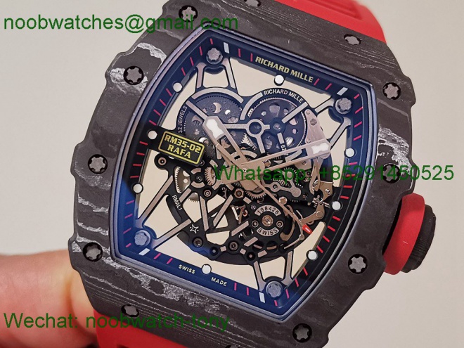 Replica Richard Mille RM035-02 Black NTPT APSF 1:1 Best SuperClone Skeleton Rubber Dandong RMAL1 (Free Sprung)