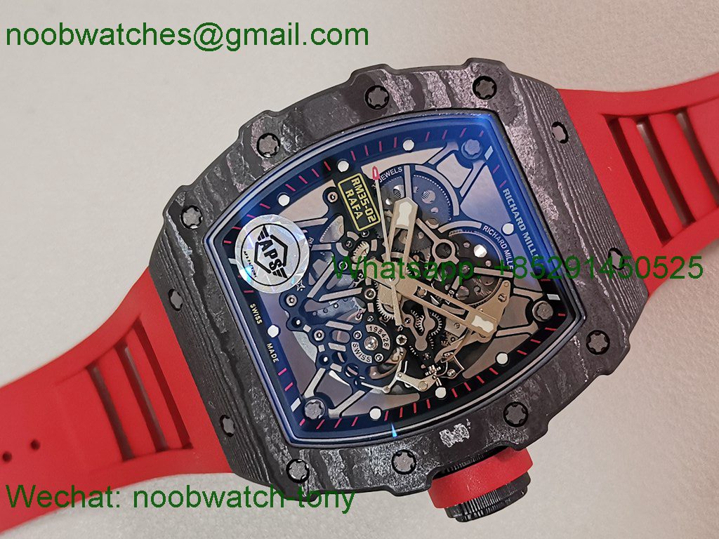 Replica Richard Mille RM035-02 Black NTPT APSF 1:1 Best SuperClone Skeleton Rubber Dandong RMAL1 (Free Sprung)