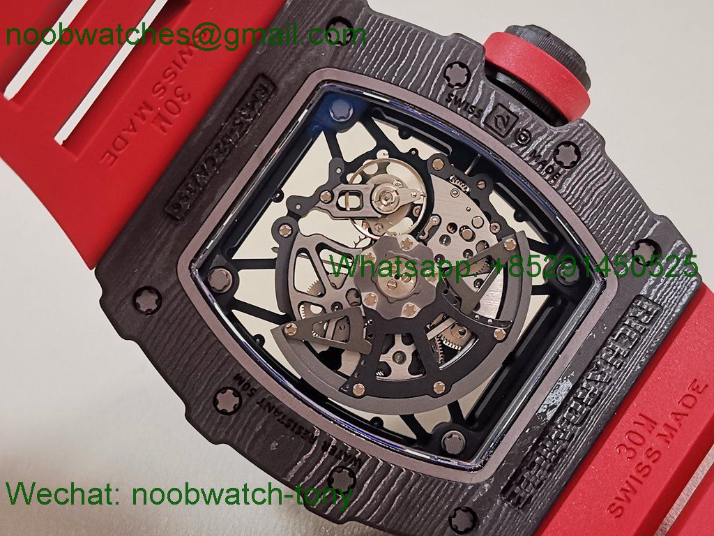 Replica Richard Mille RM035-02 Black NTPT APSF 1:1 Best SuperClone Skeleton Rubber Dandong RMAL1 (Free Sprung)