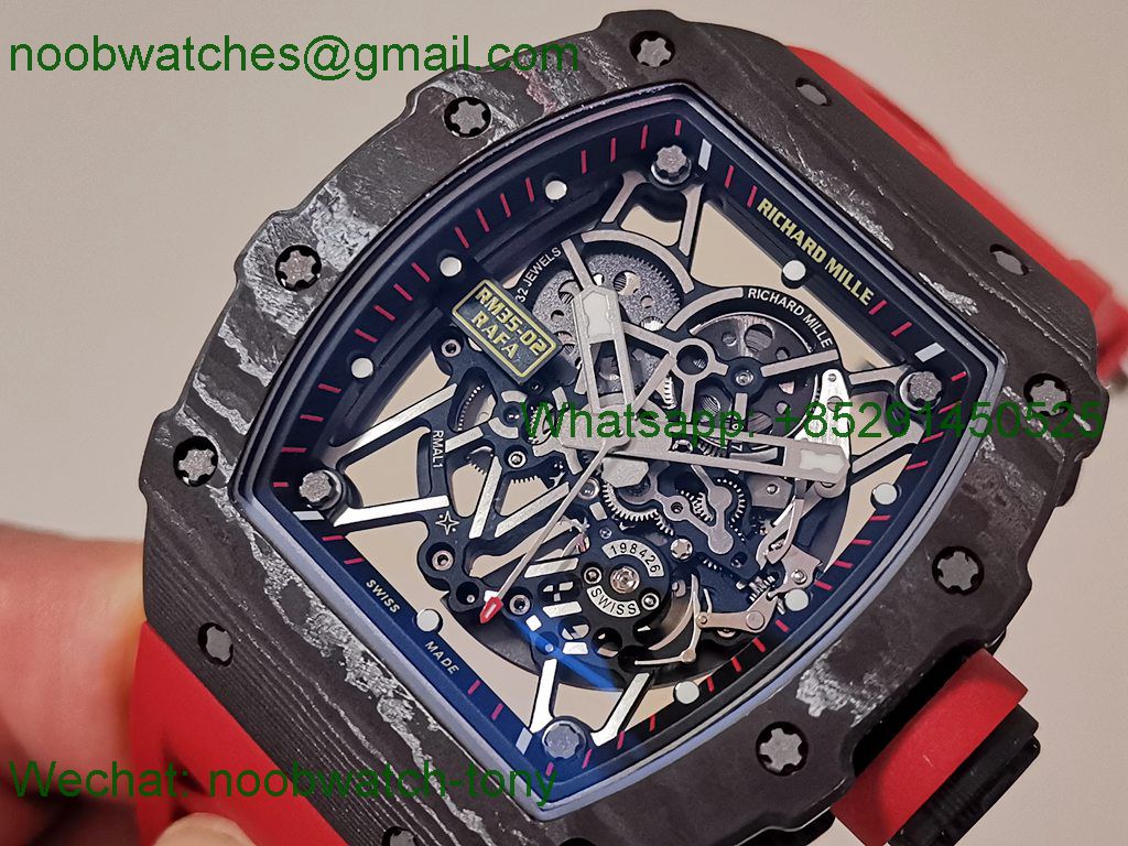 Replica Richard Mille RM035-02 Black NTPT APSF 1:1 Best SuperClone Skeleton Rubber Dandong RMAL1 (Free Sprung)