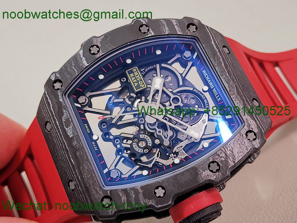 Replica Richard Mille RM035-02 Black NTPT APSF 1:1 Best SuperClone Skeleton Rubber Dandong RMAL1 (Free Sprung)