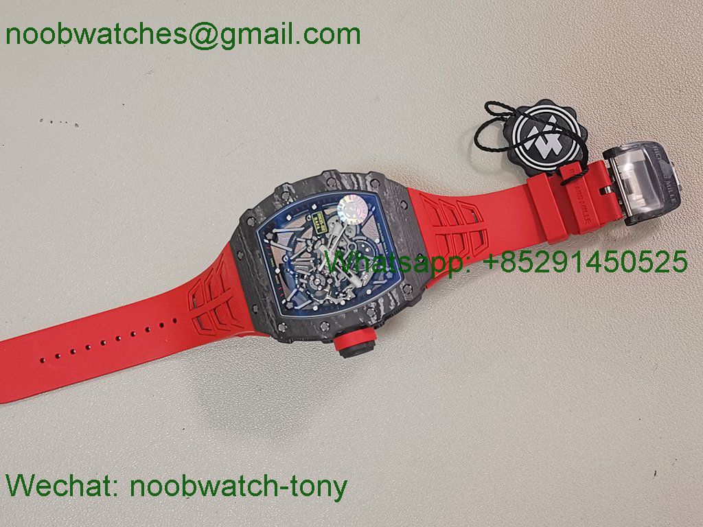 Replica Richard Mille RM035-02 Real Black NTPT ZF 1:1 Best SuperClone Skeleton Red Rubber RMAL1 V7