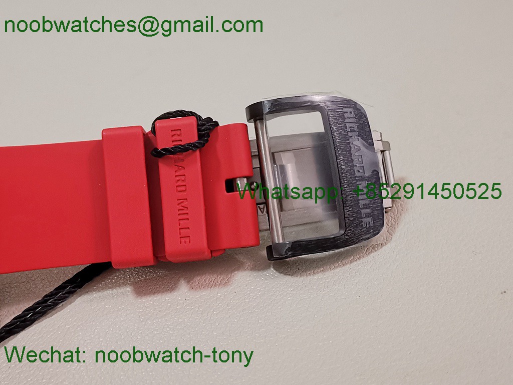 Replica Richard Mille RM035-02 Real Black NTPT ZF 1:1 Best SuperClone Skeleton Red Rubber RMAL1 V7