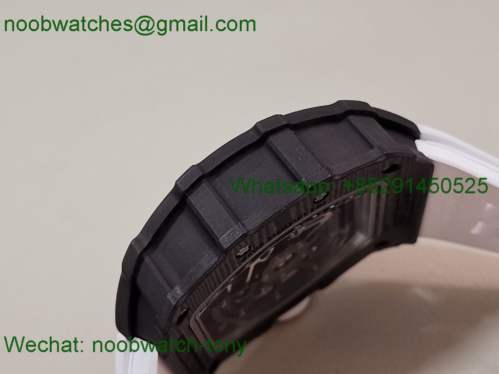 Replica Richard Mille RM035-02 Real Black NTPT ZF 1:1 Best SuperClone Skeleton White Rubber RMAL1 V7