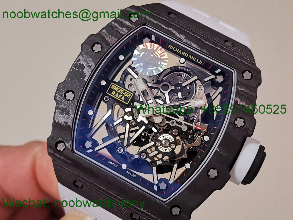 Replica Richard Mille RM035-02 Real Black NTPT ZF 1:1 Best SuperClone Skeleton White Rubber RMAL1 V7