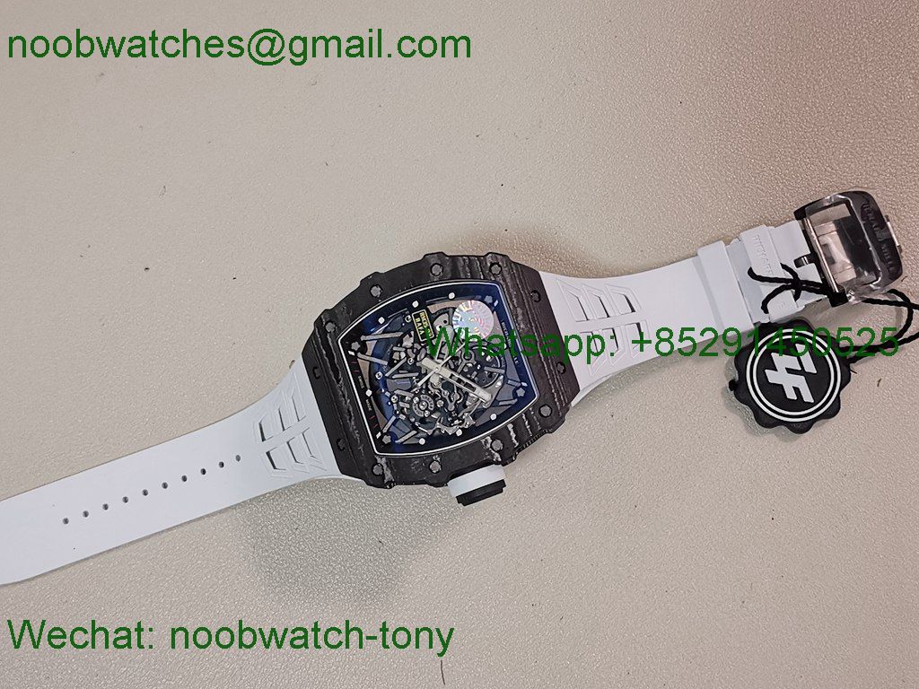 Replica Richard Mille RM035-02 Real Black NTPT ZF 1:1 Best SuperClone Skeleton White Rubber RMAL1 V7