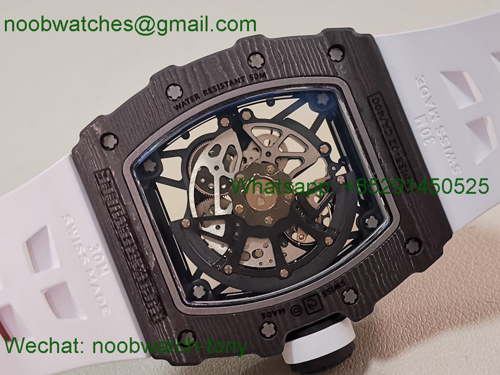 Replica Richard Mille RM035-02 Real Black NTPT ZF 1:1 Best SuperClone Skeleton White Rubber RMAL1 V7