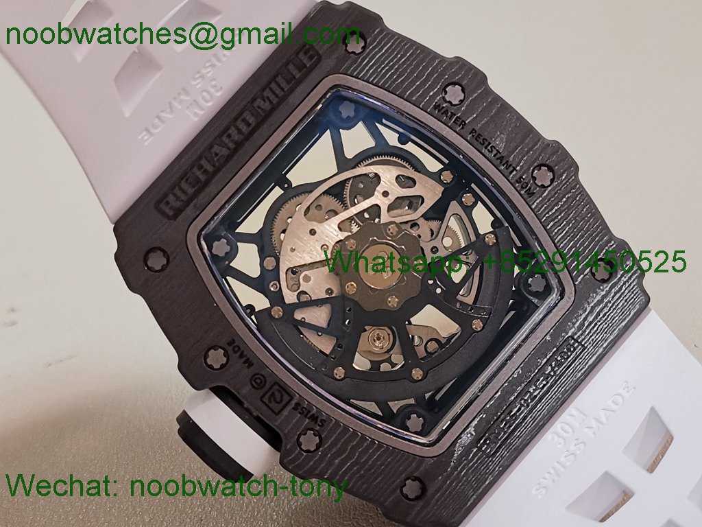Replica Richard Mille RM035-02 Real Black NTPT ZF 1:1 Best SuperClone Skeleton White Rubber RMAL1 V7