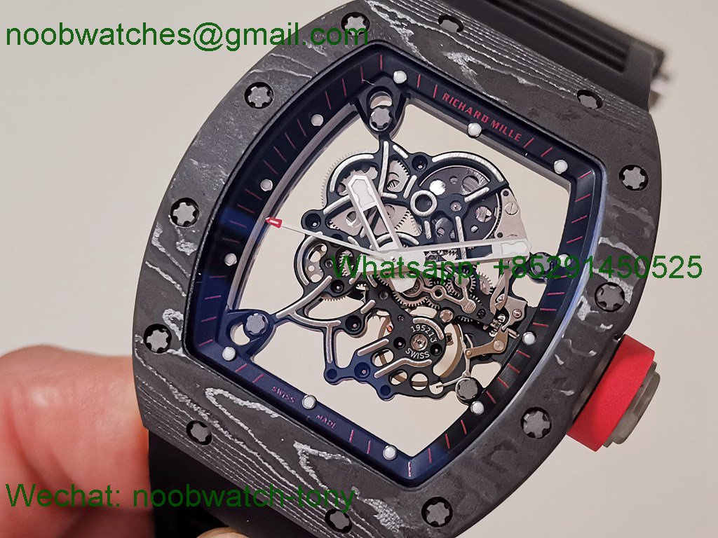 Replica Richard Mille RM055 NTPT Titanium APSF 1:1 Best SuperClone Black Rubber Strap RMUL2