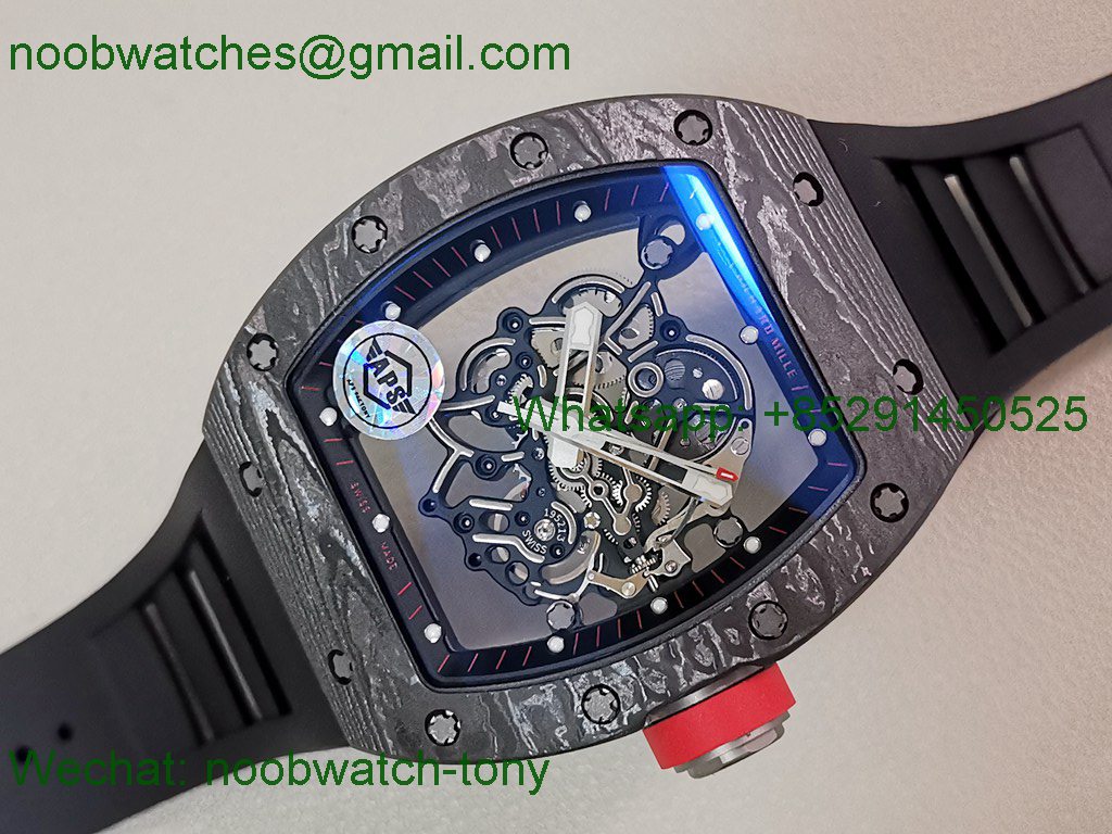Replica Richard Mille RM055 NTPT Titanium APSF 1:1 Best SuperClone Black Rubber Strap RMUL2