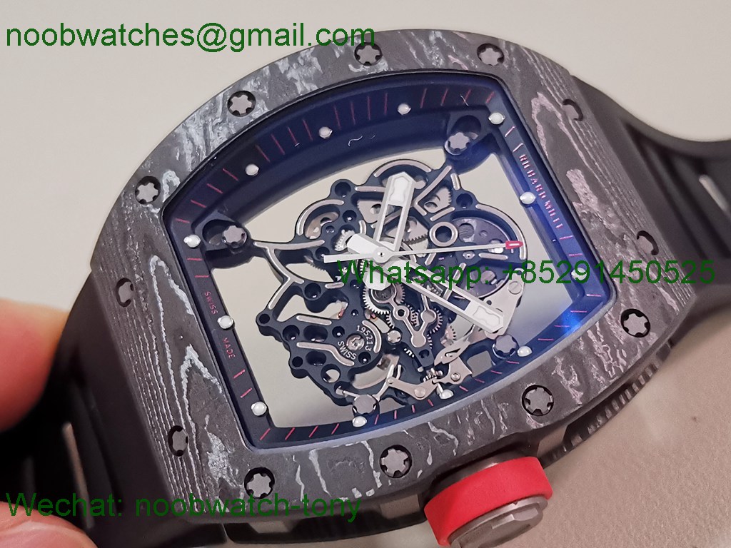 Replica Richard Mille RM055 NTPT Titanium APSF 1:1 Best SuperClone Black Rubber Strap RMUL2