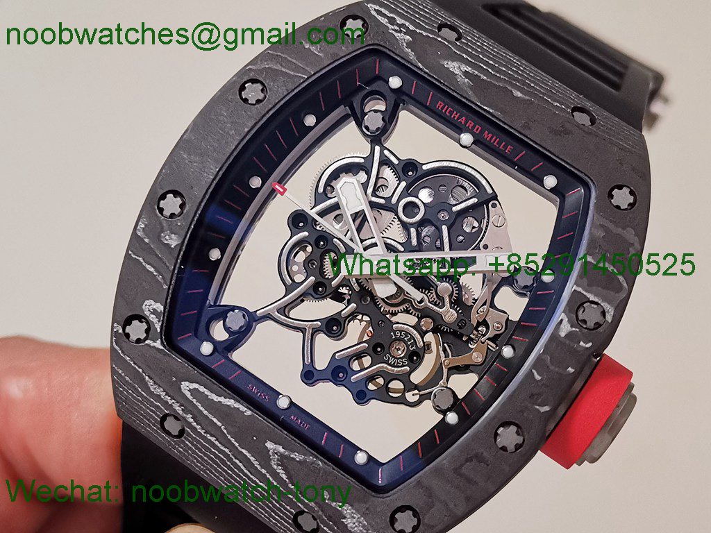 Replica Richard Mille RM055 NTPT Titanium APSF 1:1 Best SuperClone Black Rubber Strap RMUL2