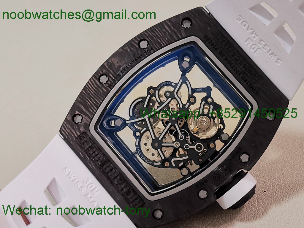 Replica Richard Mille RM055 White Red Skeleton Dial NTPT ZF 1:1 Best SuperClone RMUL2 V2