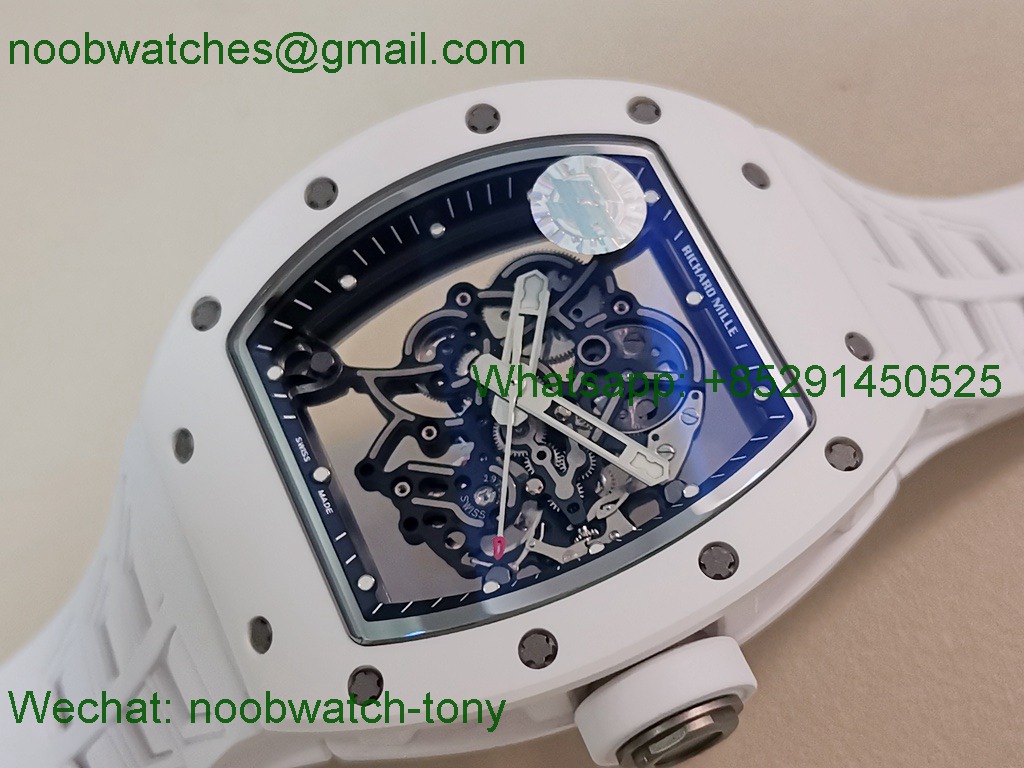 Replica Richard Mille RM055 White Ceramic ZF V3 1:1 Best SuperClone Skeleton Dial RMUL2