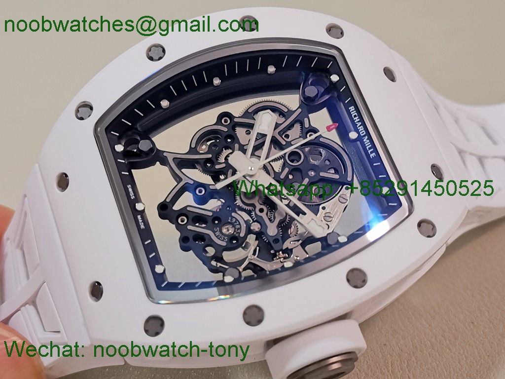 Replica Richard Mille RM055 White Ceramic ZF V3 1:1 Best SuperClone Skeleton Dial RMUL2