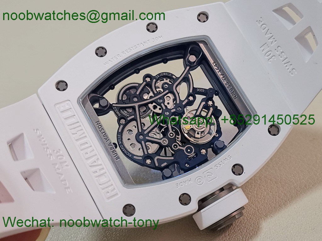Replica Richard Mille RM055 White Ceramic ZF V3 1:1 Best SuperClone Skeleton Dial RMUL2
