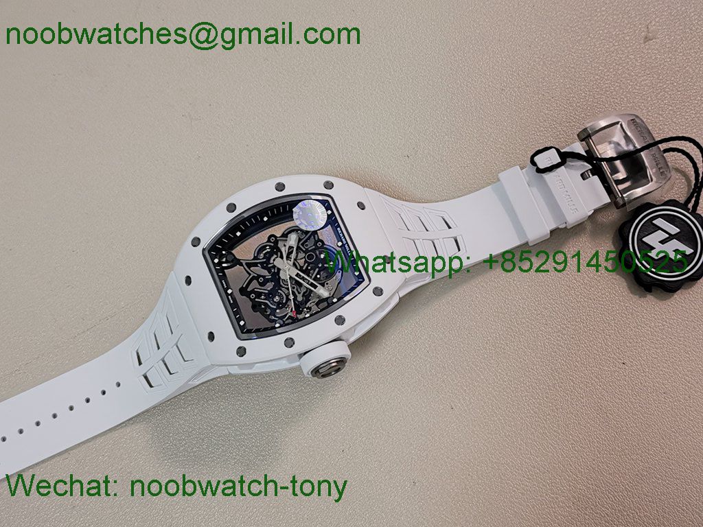 Replica Richard Mille RM055 White Ceramic ZF V3 1:1 Best SuperClone Skeleton Dial RMUL2