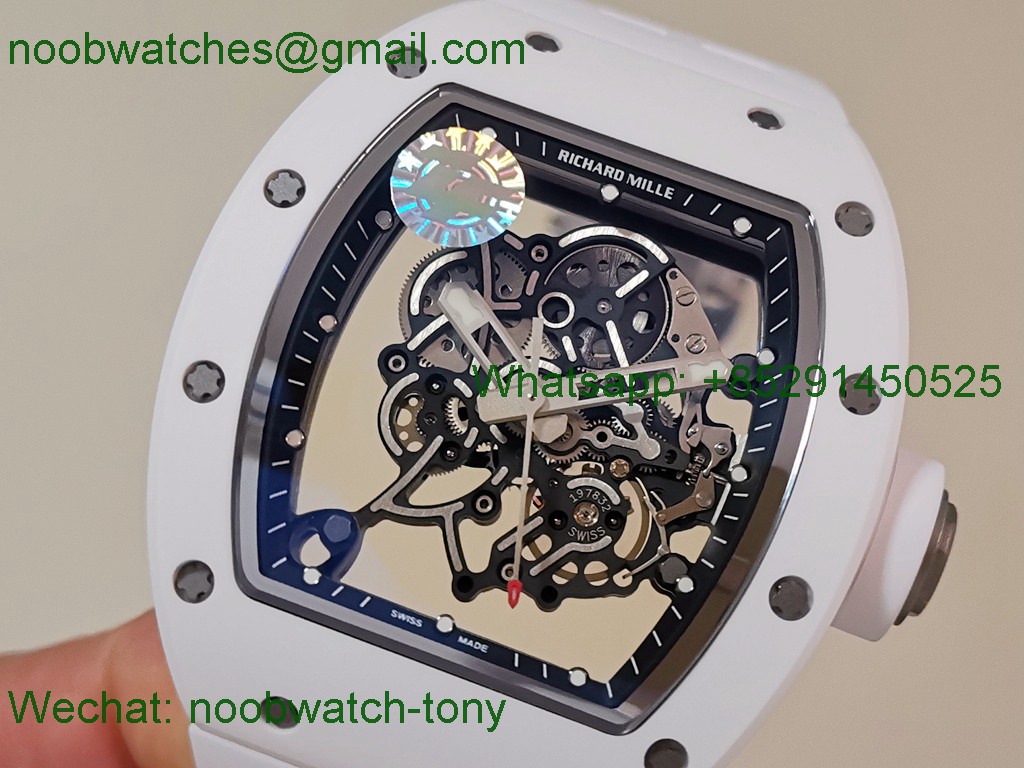 Replica Richard Mille RM055 White Ceramic ZF V3 1:1 Best SuperClone Skeleton Dial RMUL2