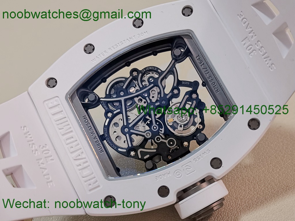 Replica Richard Mille RM055 White Ceramic ZF V3 1:1 Best SuperClone Skeleton Dial RMUL2