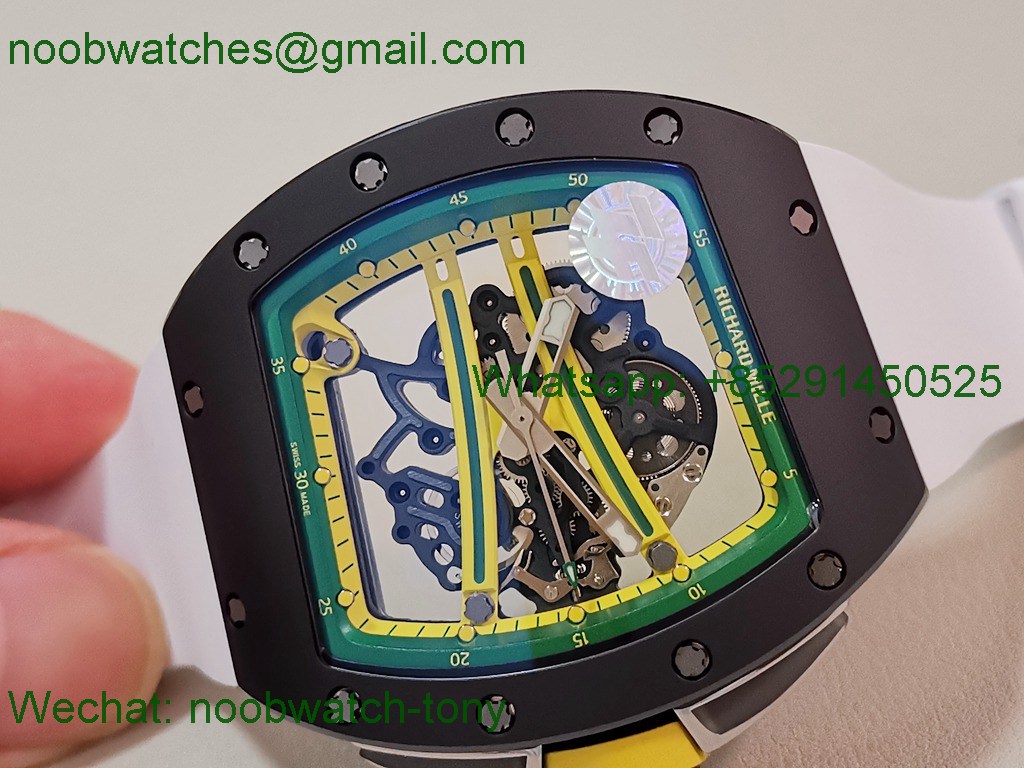 Replica Richard Mille RM061 Black Ceramic ZF 1:1 Best SuperClone On White Rubber RMUL2