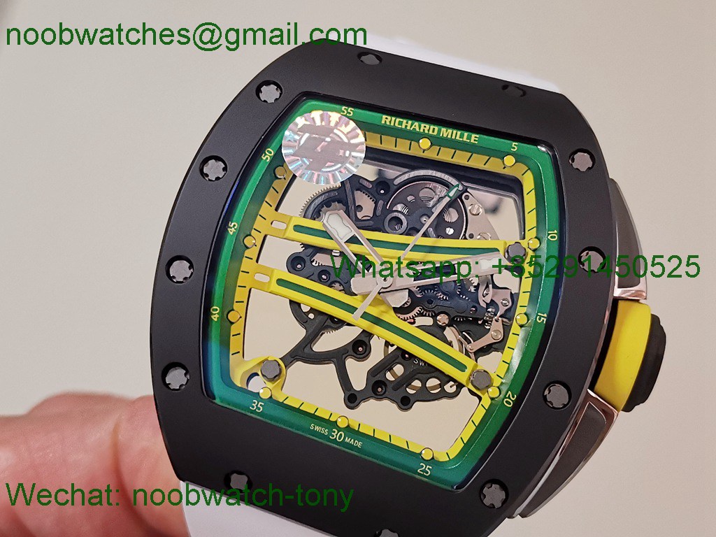Replica Richard Mille RM061 Black Ceramic ZF 1:1 Best SuperClone On White Rubber RMUL2