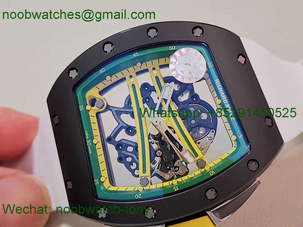Replica Richard Mille RM061 Black Ceramic ZF 1:1 Best SuperClone On White Rubber RMUL2