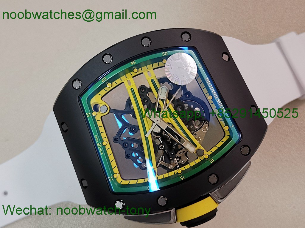 Replica Richard Mille RM061 Black Ceramic ZF 1:1 Best SuperClone On White Rubber RMUL2