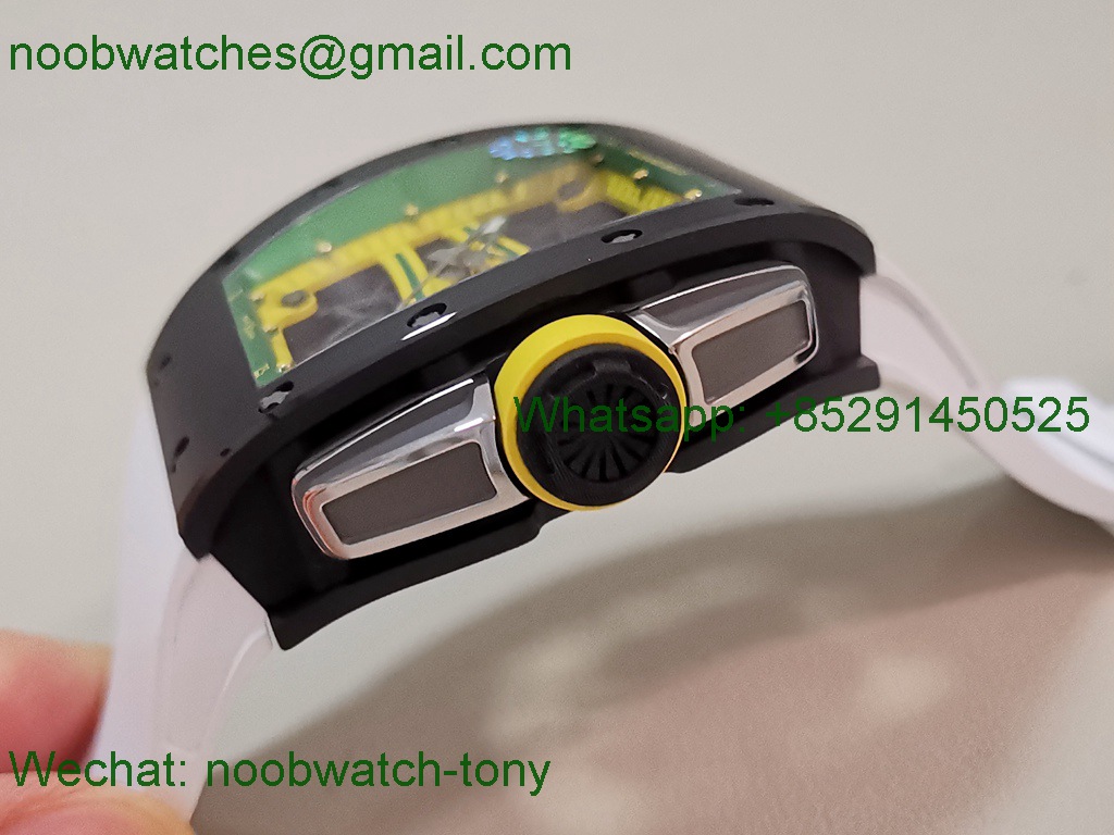 Replica Richard Mille RM061 Black Ceramic ZF 1:1 Best SuperClone On White Rubber RMUL2