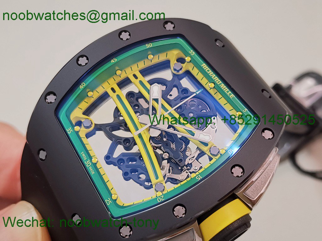 Replica Richard Mille RM061 Black Ceramic ZF 1:1 Best SuperClone On Rubber RMUL2