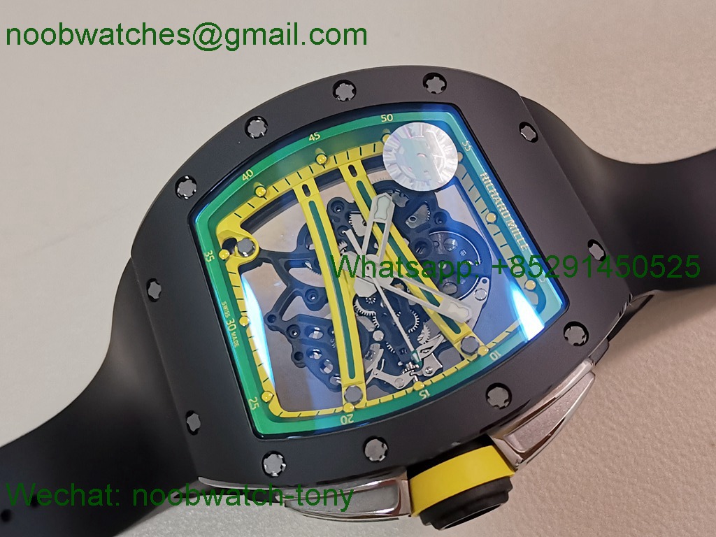 Replica Richard Mille RM061 Black Ceramic ZF 1:1 Best SuperClone On Rubber RMUL2