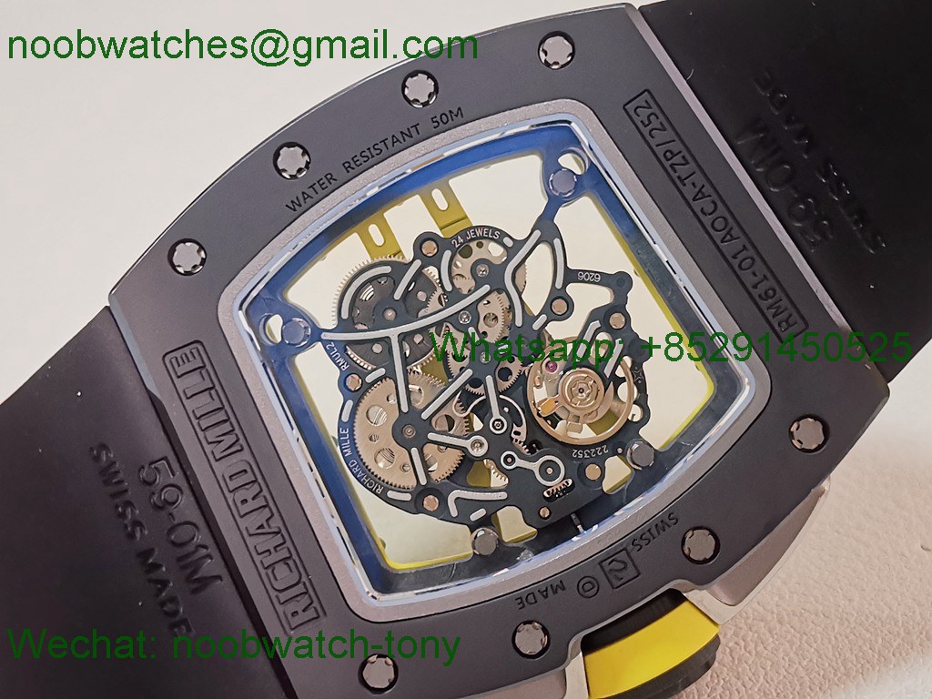 Replica Richard Mille RM061 Black Ceramic ZF 1:1 Best SuperClone On Rubber RMUL2