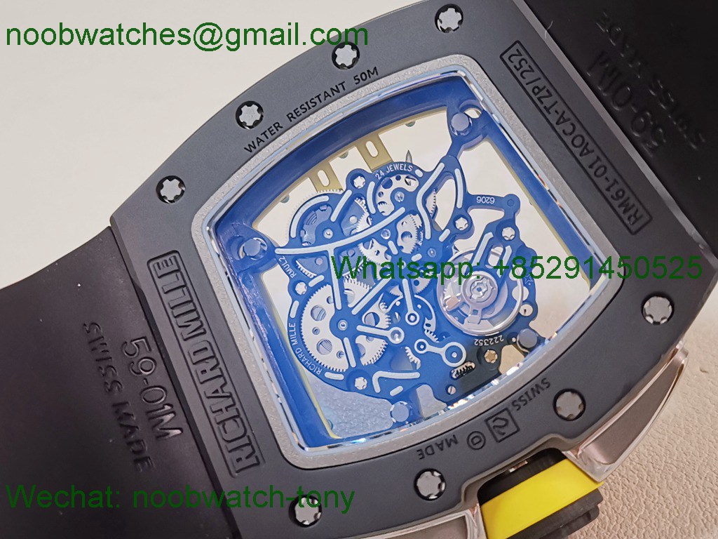 Replica Richard Mille RM061 Black Ceramic ZF 1:1 Best SuperClone On Rubber RMUL2