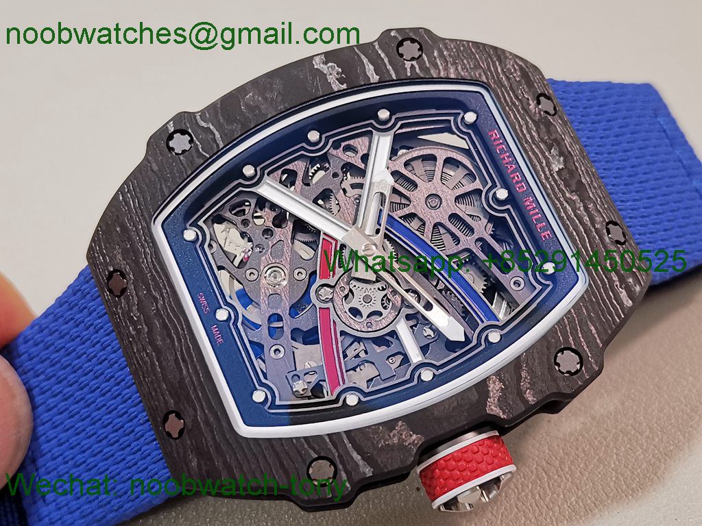 Replica Richard Mille RM67-02 France Black NTPT Umi Office 1:1 Best SuperClone Blue/Red/White Skeleton Dial CRMA7 V2