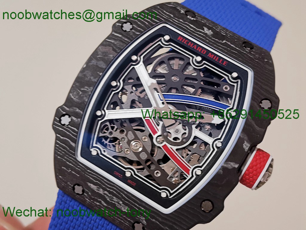 Replica Richard Mille RM67-02 France Black NTPT Umi Office 1:1 Best SuperClone Blue/Red/White Skeleton Dial CRMA7 V2