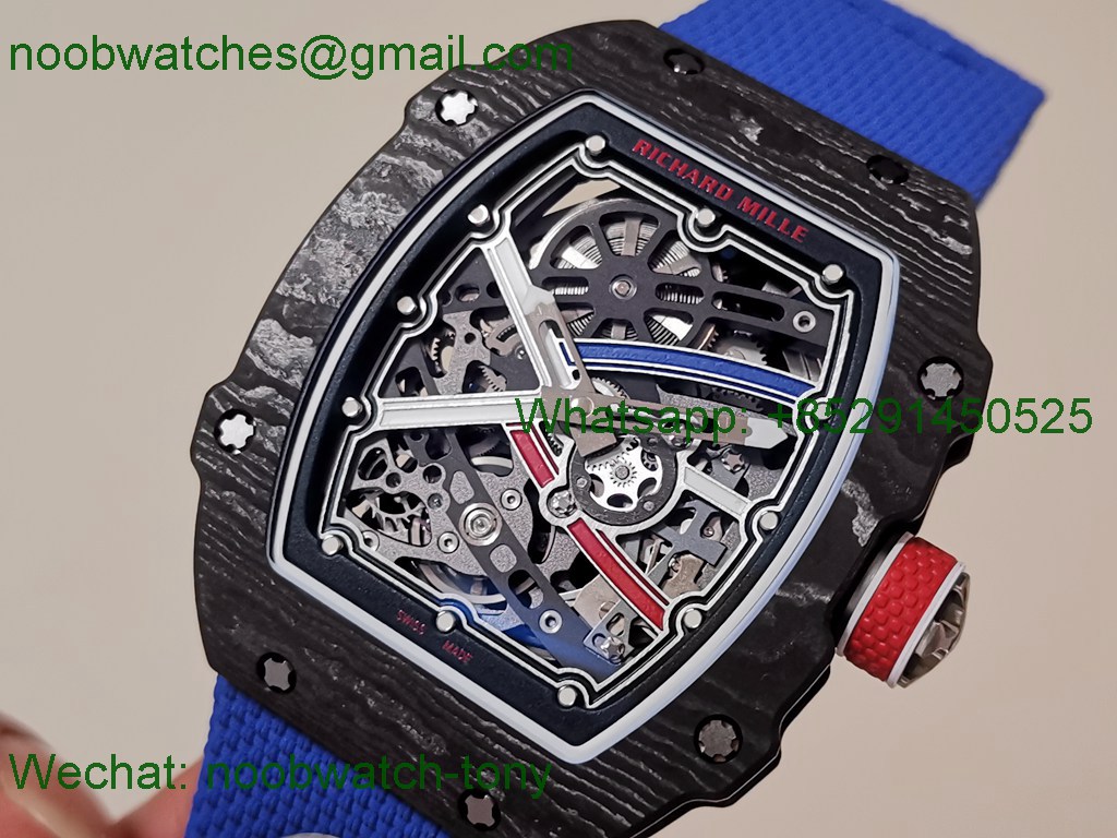 Replica Richard Mille RM67-02 France Black NTPT Umi Office 1:1 Best SuperClone Blue/Red/White Skeleton Dial CRMA7 V2