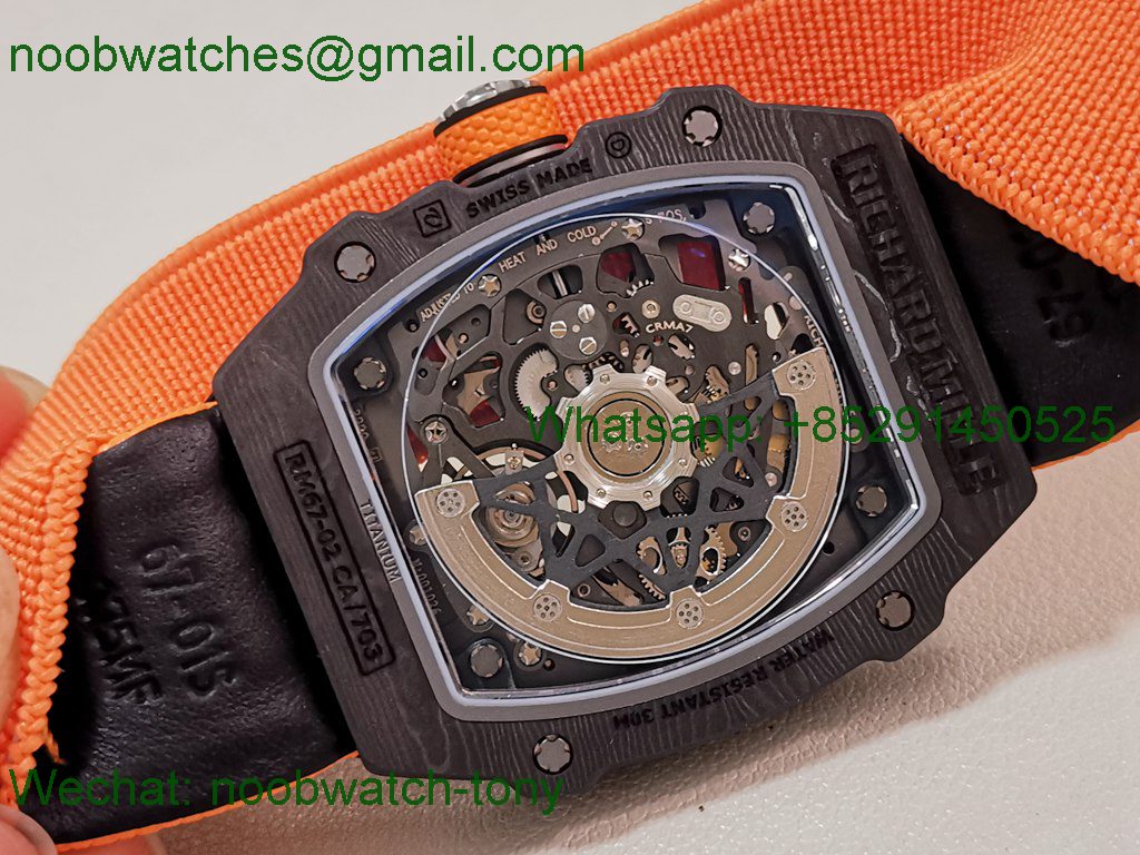 Replica Richard Mille RM67-02 McLaren Black NTPT Umi Factory 1:1 Best SuperCLone Orange Skeleton CRMA7 V2