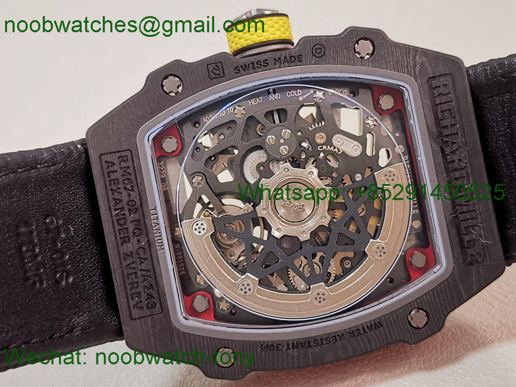 Replica Richard Mille RM67-02 Alexander Black NTPT Umi Factory 1:1 Best SuperClone Black/Red/Yellow Skeleton CRMA7 V2