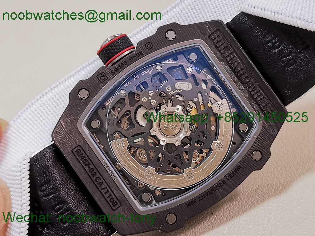 Replica Richard Mille Umi Factory RM67-02 Italy Best Black NTPT Skeleton Dial CRMA7 SuperClone V2