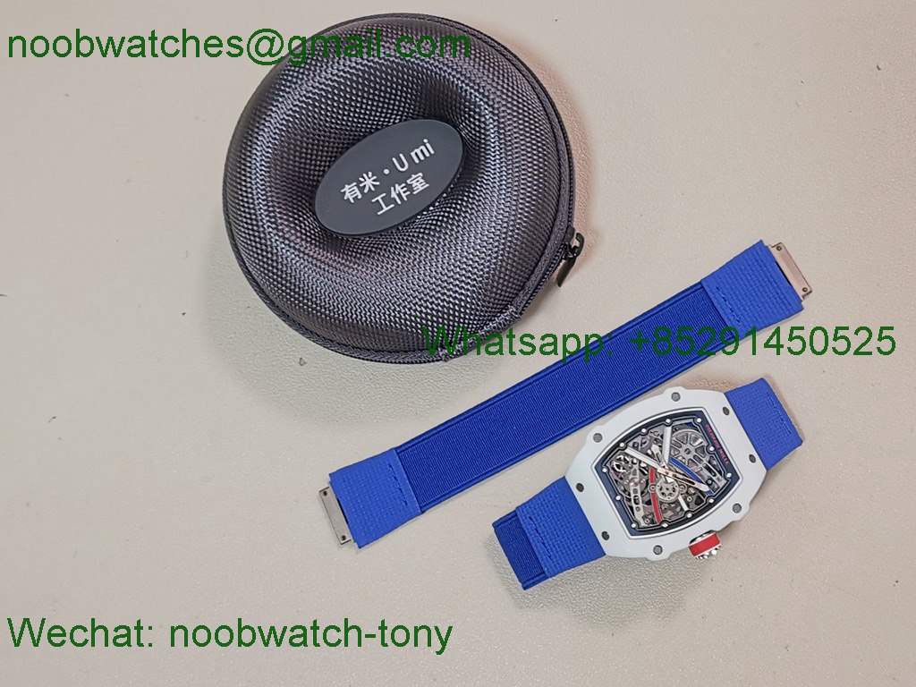 Replica Richard Mille Umi Factory RM67-02 France Best White Ceramic Blue Skeleton Dial CRMA7 SuperClone V2