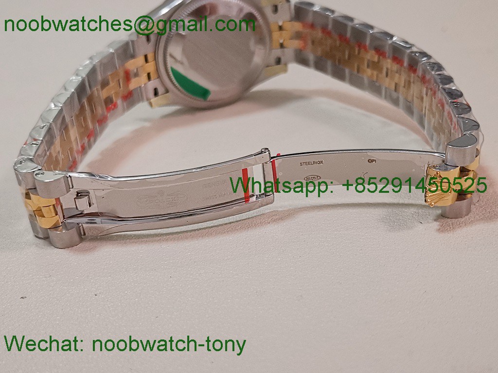 Replica Rolex DateJust 31mm Two Tone SS Yellow Gold TWF Best Green Dial Diamond Bezel A2824