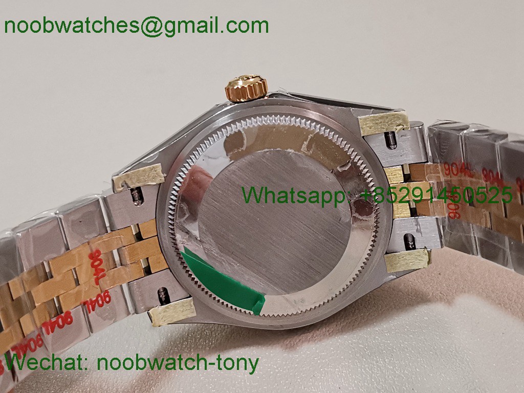 Replica Rolex DateJust 31mm Two Tone SS Yellow Gold TWF Best Green Dial Diamond Bezel A2824