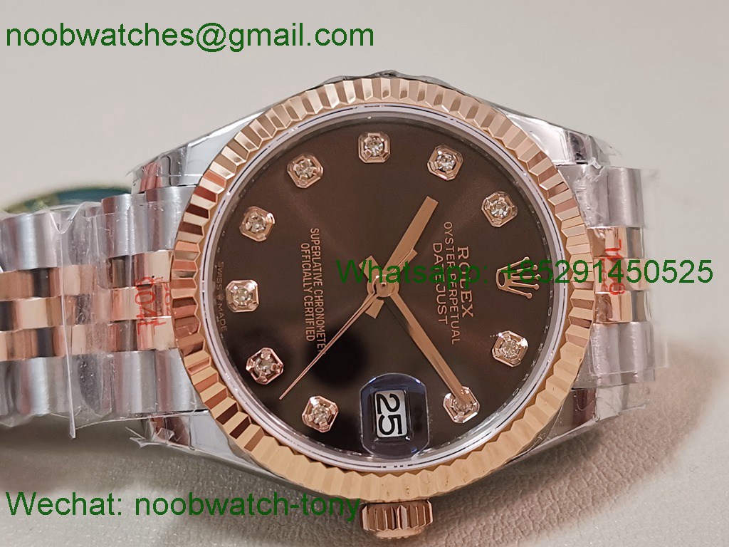 Replica Rolex DateJust 31mm Two Tone SS Rose Gold TWF Best Brown Dial A2824