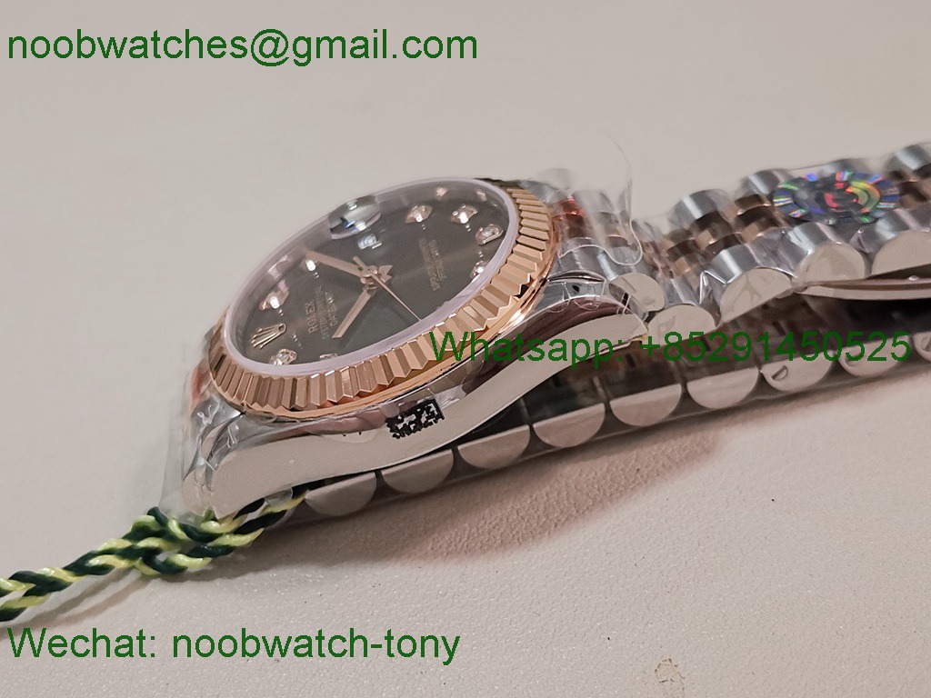 Replica Rolex DateJust 31mm Two Tone SS Rose Gold TWF Best Brown Dial A2824
