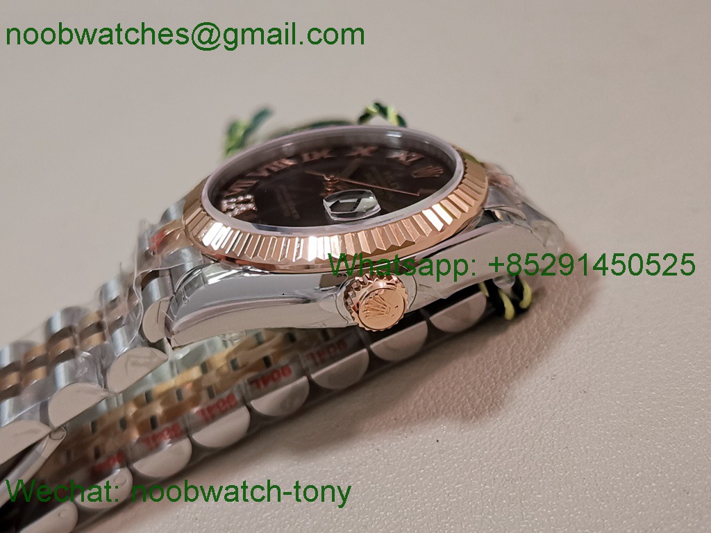 Replica Rolex DateJust 31mm Two Tone SS Rose Gold TWF Best Brown Dial A2824