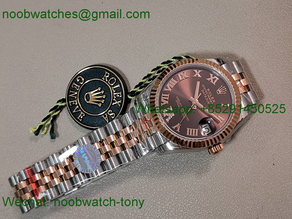 Replica Rolex DateJust 31mm Two Tone SS Rose Gold TWF Best Brown Dial A2824