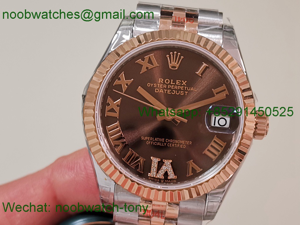 Replica Rolex DateJust 31mm Two Tone SS Rose Gold TWF Best Brown Dial A2824