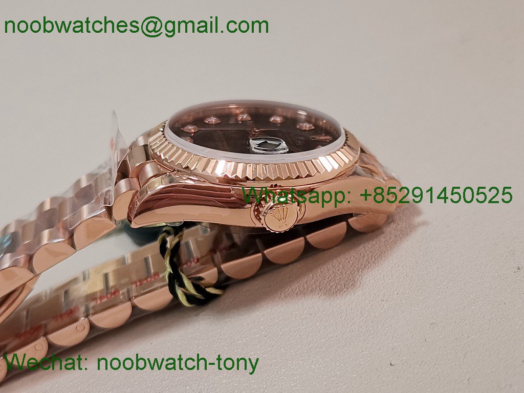 Replica Rolex DateJust 31mm Rose Gold TWF Best Brown Dial A2824