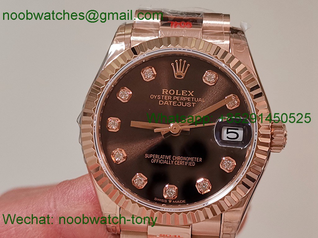 Replica Rolex DateJust 31mm Rose Gold TWF Best Brown Dial A2824