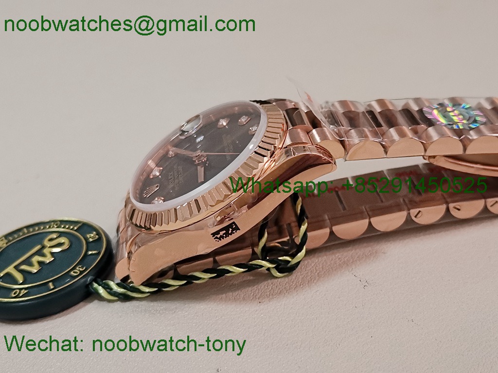 Replica Rolex DateJust 31mm Rose Gold TWF Best Brown Dial A2824