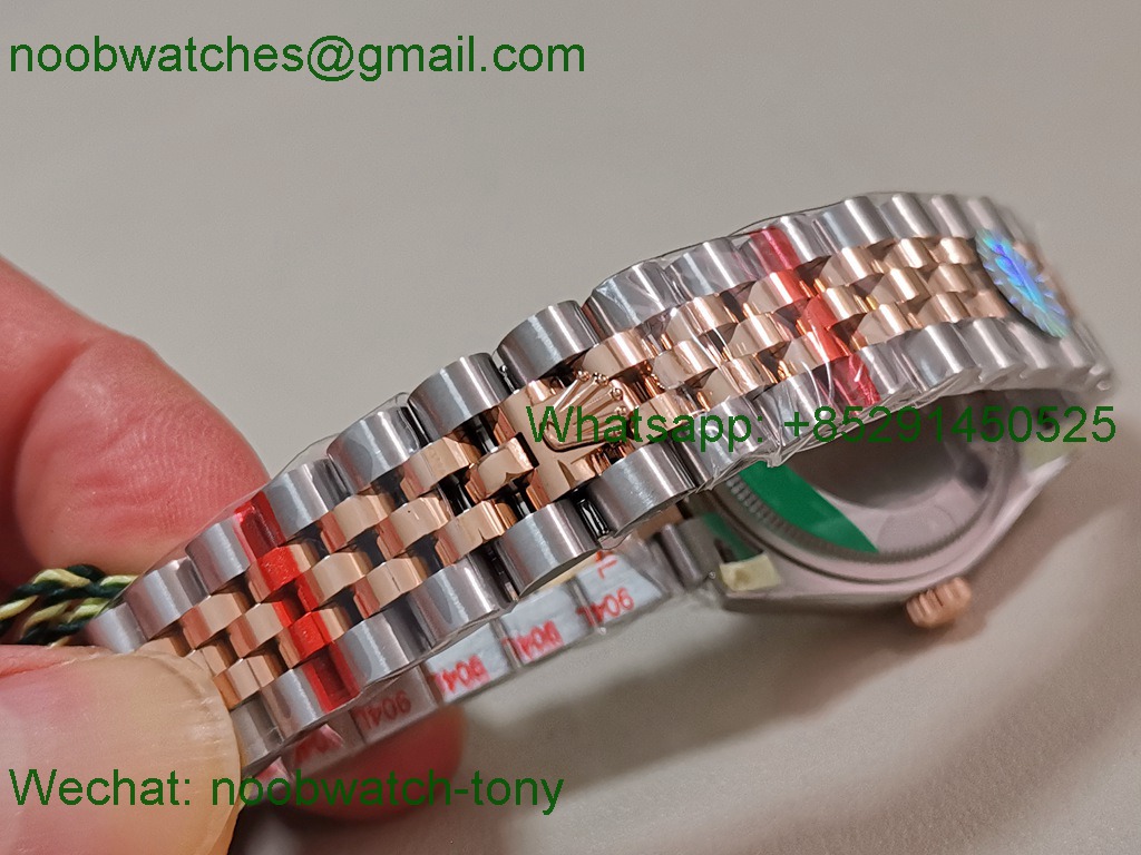 Replica Rolex DateJust 31mm Two Tone SS Rose Gold TWF Best Purple Dial A2824
